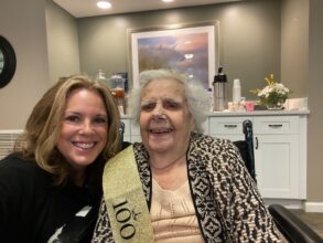My Aunt Melionee and me at her 100th Birthday party